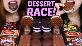 ASMR LEFTOVER DESSERT RACE CHOCOLATE MOCHI ICE CREAM FERRERO HELLO PANDA ICE CREAM SANDWICHES 먹방 [upl. by Stultz]