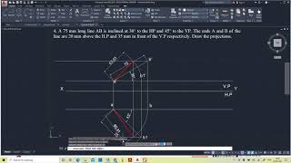 Line Inclined to both the Planes 1 AutoCAD EngineeringDrawing Orthographic Projection [upl. by Arinaid]