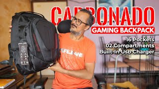 Carbonado Gaming Backpack  16 Pockets 2 Compartments 17 Inch Laptop Space with Gilly Airflow [upl. by Euqinoj]