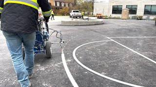 Striping Basketball Court 3pt line [upl. by Reis]