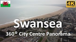 Swansea  City Centre Panorama  Wales  UK  4k 360° [upl. by Nallac]