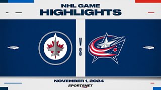 NHL Highlights  Jets vs Blue Jackets  November 1 2024 [upl. by Ahsiadal472]