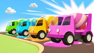 Helper cars cartoons Car cartoon for kids Learn colors Cement mixer tow trucks amp kids vehicles [upl. by Drolyag]