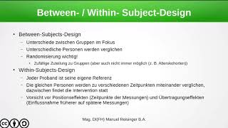 Psychologie  Forschungsmethoden  Between und WithinSubjectsDesign [upl. by Gabriello]