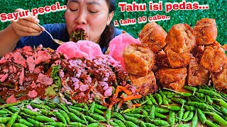 1 TAHU 10 CABE 🥵‼️PECEL SAYUR  TAHU ISI PEDAS LALAPAN CABE RAWIT MENTAH [upl. by Ellehcen]