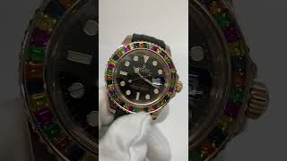 94750  2017 Rolex YachtMaster 40 Rose Gold GemSet Rainbow Gummy Bear Bezel 116695SATS [upl. by Qiratla]