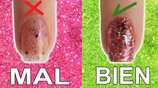 Como aplicar glitter en las uñas correctamente DIY Paso a paso [upl. by Normak]