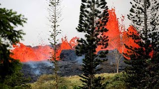 Lava from Kilauea volcano explodes in Hawaii [upl. by Aneeles]