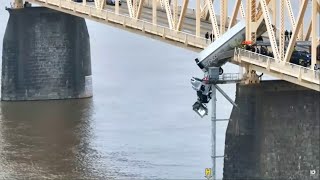 First responders pull off daring rescue as semitruck dangles from bridge  The Sprint [upl. by Kcirdec]