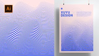 Lines Wave Style Poster Graphic Design Tutorial With Adobe Illustrator  Adobe Illustrator Tutorial [upl. by Gilburt]