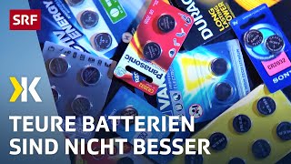 Knopfbatterien im Test Riesige Unterschiede bei Preis und Leistung  2017  Kassensturz  SRF [upl. by Runkel]