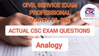 CSC ACTUAL EXAM QUESTIOS  PROFESSIONAL MARCH 26 2023 [upl. by Zelma]