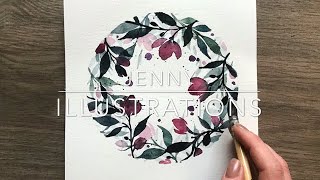 Comment faire une couronne de fleurs à l’aquarelle Moderne [upl. by Iretak]