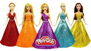 DIY How to Make Super Glitter Dresses out of Play Doh for Princesses [upl. by Corliss]