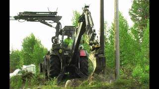 Pole erecting and power line maintenance [upl. by Nyladgam]