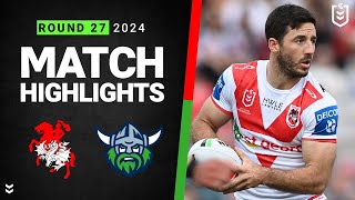 NRL 2024  Dragons v Raiders  Match Highlights [upl. by Layol]