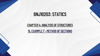 BNJ10203 Statics  Chapter 4  15 Example 7  Method of Sections [upl. by Enida]