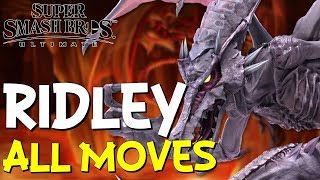 RIDLEY All Moves  Damage amp Trajectory Showcase  Super Smash Bros Ultimate GUIDE [upl. by Errehs]