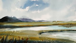 Simple Watercolour Landscape Painting Using Only One Brush [upl. by Maice203]