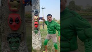 Green Hulk and Deadpool Choose Mask Nono  Marvel Real Life [upl. by Joao]