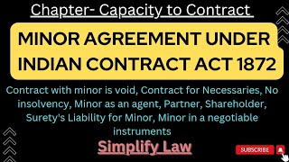 Minor Agreement under Indian Contract Act1872  Legal Position of Minor in Contract With Case law [upl. by Danyelle]