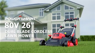 PowerSmart 80V 26quot Brushless Cordless Selfpropelled Lawn Mower Red PS76826SRB [upl. by Cirilla474]