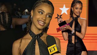 BET Awards Tyla REACTS to Best International Act Win [upl. by Anicnarf752]