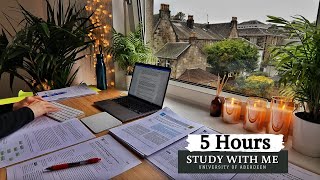 5 HOUR STUDY WITH ME  Background noise 10 min Break No music Study with Merve 9 [upl. by Fusuy]