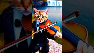 Cat Playing Violin cat kucingimut kucingkucu [upl. by Gnehp]