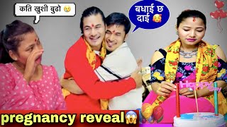 Surprised pregnancy announcement 🤰🏻😱 shocked reaction by sankalpa🥱Twins Couple [upl. by Cummine25]