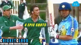 Sachin vs Shoaib Akhtar  4 Epic Shots vs Fastest Bowler in the World [upl. by Olim]