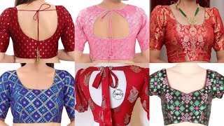 Brocade Blouse Neck Pattern  Brocade Fabric Blouse Design 2023  Brocade Blouse Neck Design Images [upl. by Nauqaj]