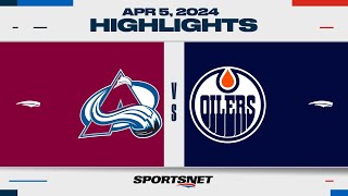 NHL Highlights  Avalanche vs Oilers  April 5 2024 [upl. by Sheeran]