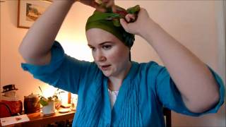 Wigs and Head Covers Tying a Rectangular Scarfwmv [upl. by Kant]