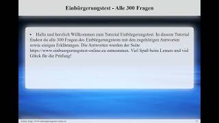 Willkommen zum Tutorial Einbürgerungstes [upl. by Naletak721]