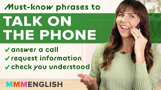 Mustknow Phone Phrases ☎️ Talk Confidently On The Telephone in English [upl. by Annaerdna]