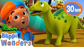 Blippi Wonders  Biggest Dinosaur Adventure  More  Blippi Animated Series  Cartoons For Kids [upl. by Howlend]