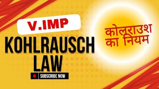 KOHLRAUSCH law of electrochemistry  Electrochemistry class 12th Hindi medium chapter 2 [upl. by Netsirhk]