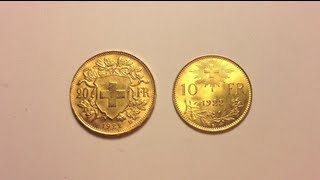 Swiss Cheese I mean GOLD Switzerland 10 amp 20 Franc Coins [upl. by Burtie416]