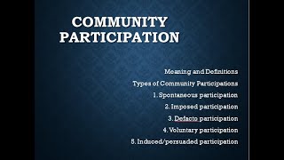 Community participation definition amp types of community participation in Urdu amp English [upl. by Refinnaej393]