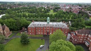 4K HD Shrewsbury Town Shropshire England aerial drone footage of Shrewsbury School shrewsbury [upl. by Cheadle]