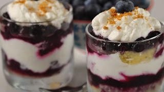 Blueberry Trifle Recipe Demonstration  Joyofbakingcom [upl. by Annerb]