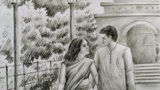 Pencil Shading drawing couple drawing pencil drawing step by step pencil shading for beginners [upl. by Emmuela]