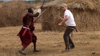 Freddie Flintoff Fighting Maasai with a Spear [upl. by Ilarrold]