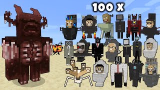 Bulky Warden vs 100x All Skibidi Toilet characters in Minecraft [upl. by Danziger]