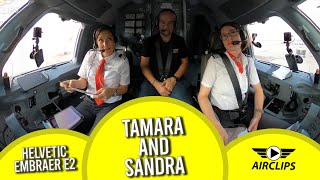 Most FUN Pilots Tamara amp Sandra flying brandnew Helvetic Embraer E2 to Kos TOP Views AIRCLIPScom [upl. by Aisercal]