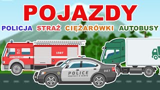 Samochody bajka dla dzieci  Policja  Straż pożarna  Ciężarówka  Autobus  KIDSOLANDIA TV [upl. by Sila]