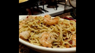 Shrimp Scampi wSpaghetti Rigati  Snackin Wih Ortega 206 [upl. by Macmahon]