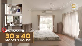 30x40 Modern House Tour In Bangalore  West Facing House With G2 Floors [upl. by Nairadal]