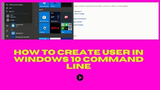 how to create user in windows 10 command line [upl. by Schilling]